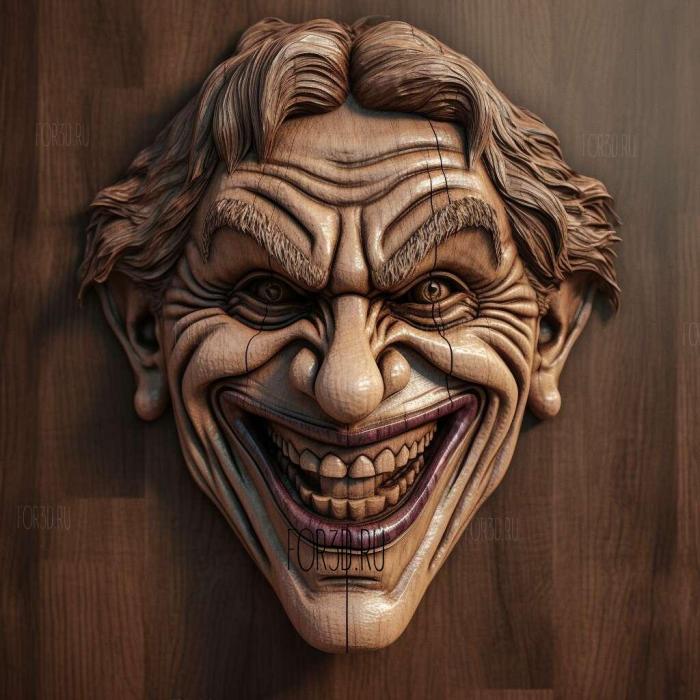 Joker grinning 3 stl model for CNC